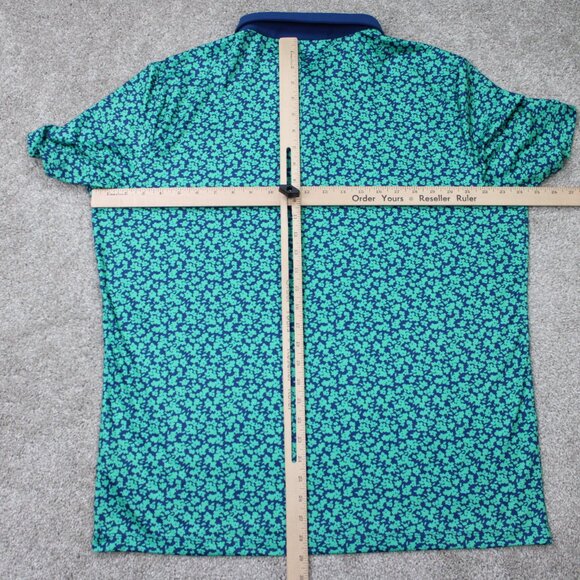 Redvanly Polo Shirt Mens XL Green Geometric Polyester Stretch S/S Pullover - Picture 9 of 12